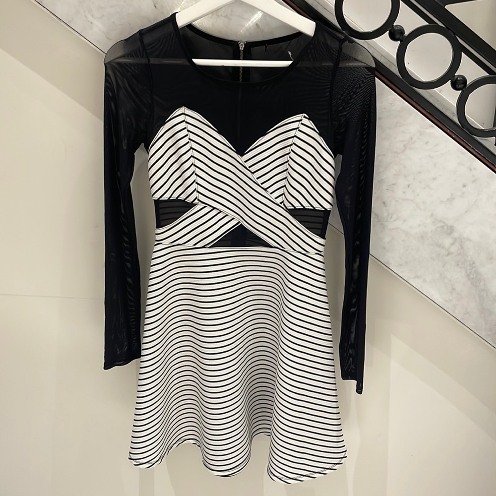 Cocktail/Party Dress Mesh Top Fit and Flare